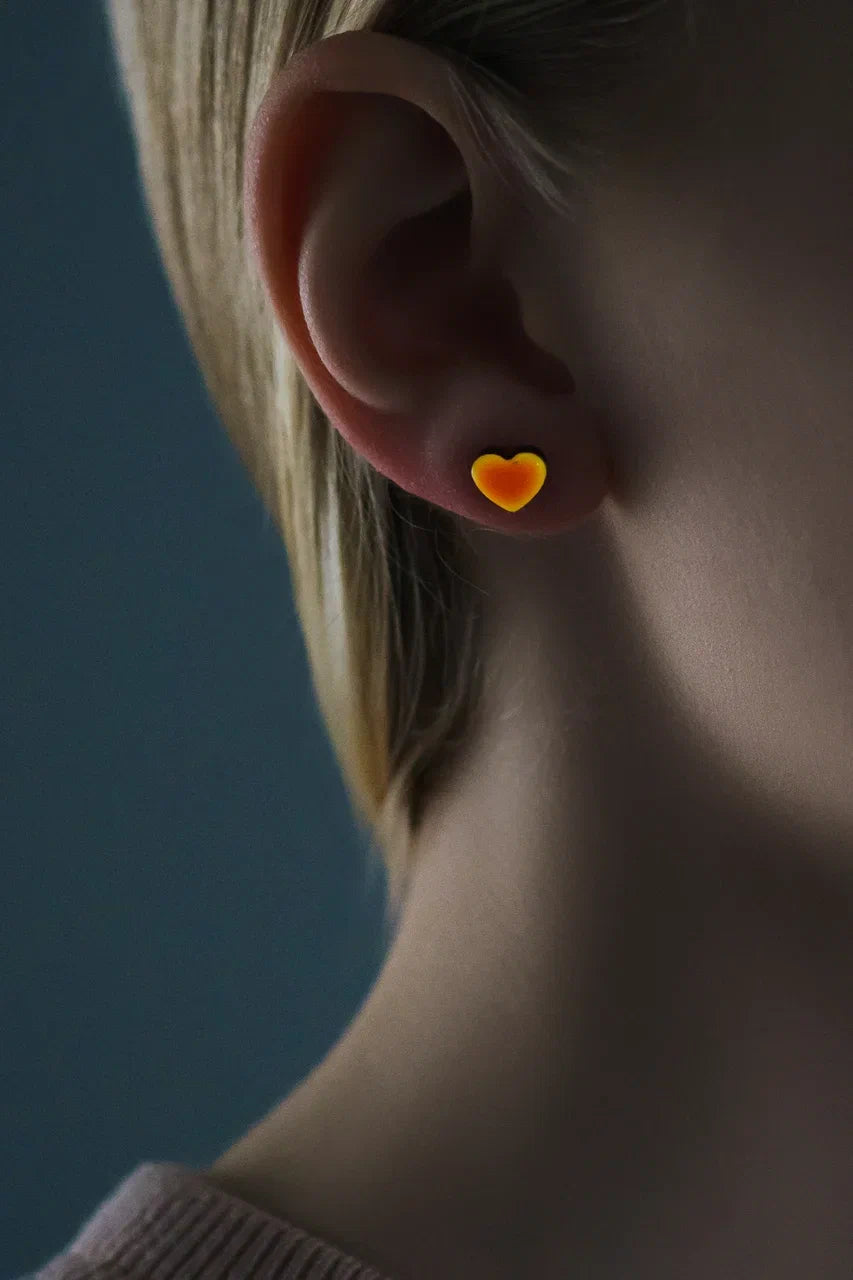 Netu Me Jewelry Wooden Glow-in-the-Dark Hypoallergenic Earrings for Women Orange Neon
